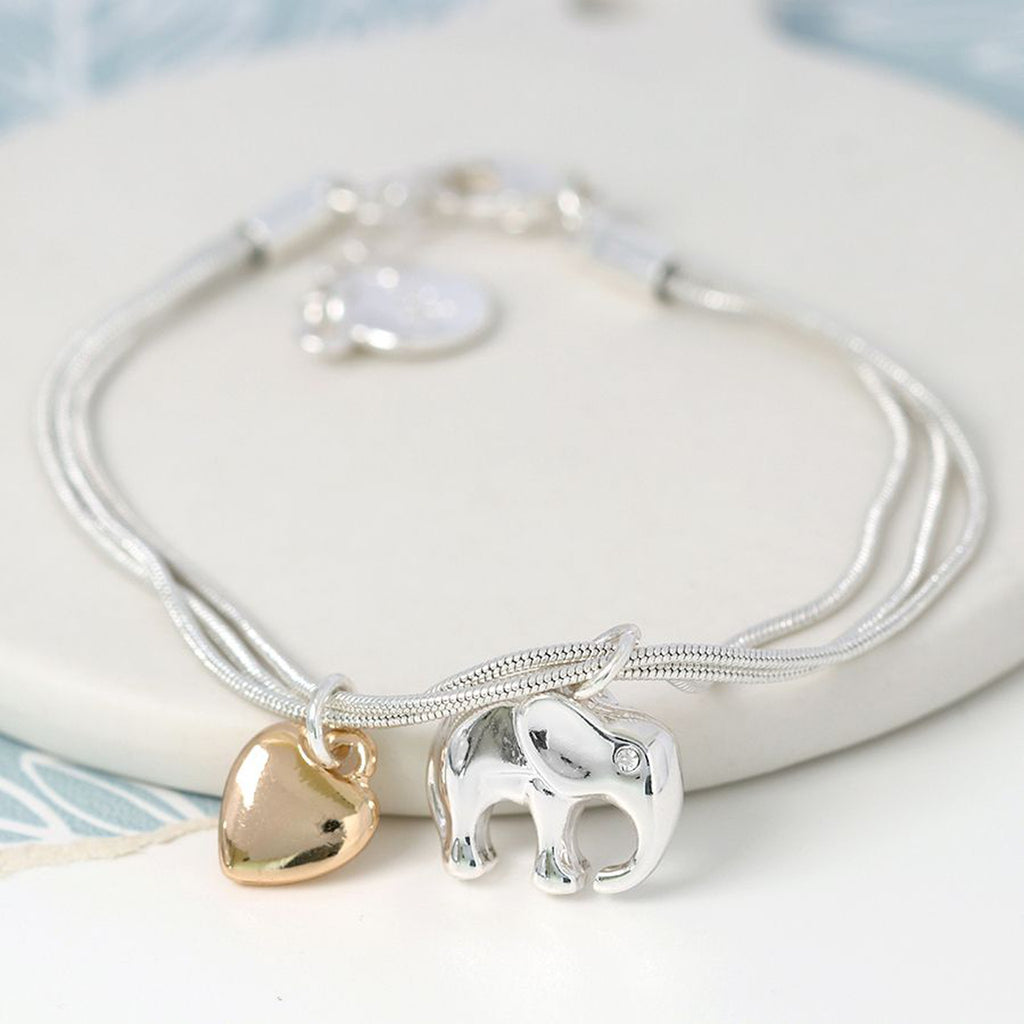 Women’s Heart & Elephant Bracelet By POM Gift