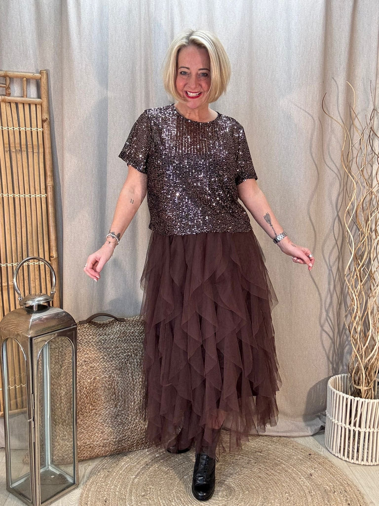 Net Tulle Mesh Skirt Be You Lifestyle Boutique One Size / Chocolate