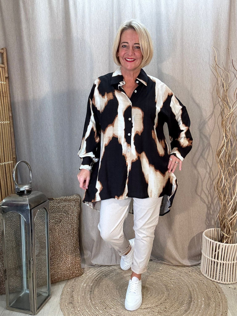 Ombre Animal Print Oversized High Low Shirt Be You Lifestyle Boutique One Size