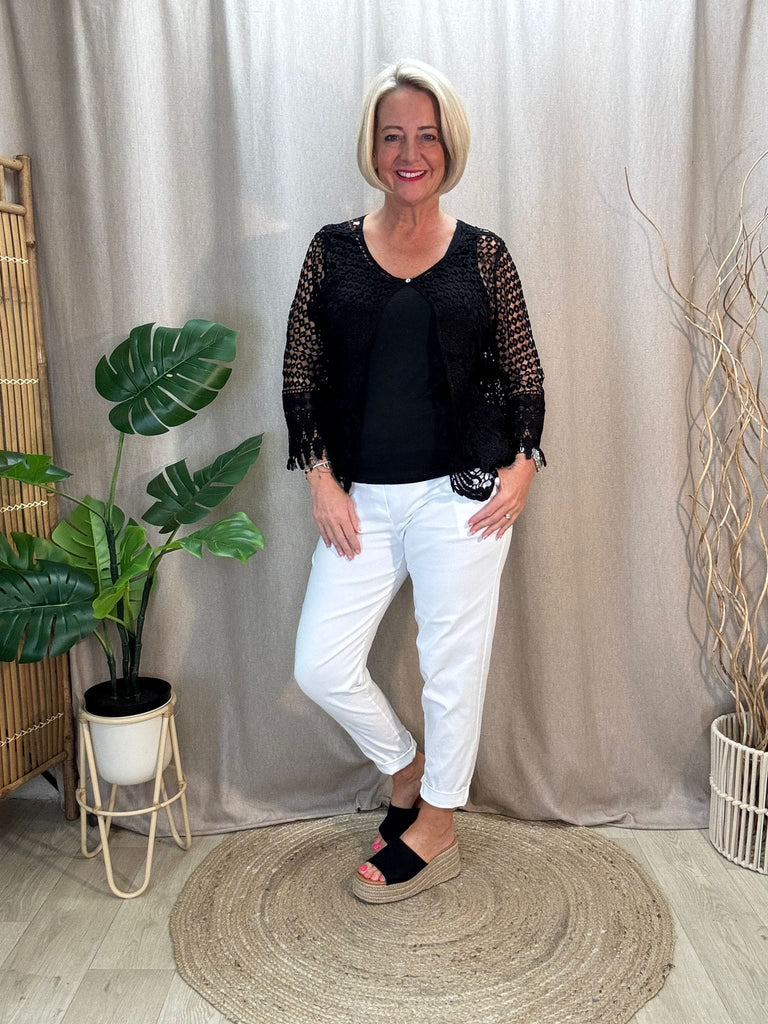 One Button Lace Shrug Cardigan Be You Lifestyle Boutique One Size / Black