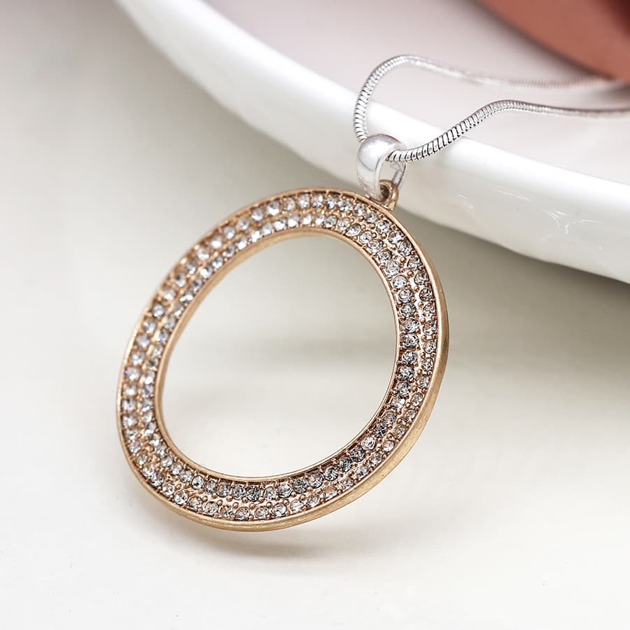 Oval Tilted Crystal Necklace By POM Gift 04187 Be You Lifestyle Boutique