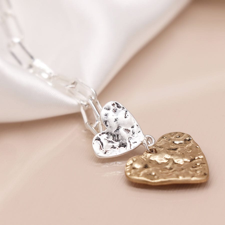 Paperchain Link Beaten Hearts Necklace By POM Silver Gift 03757 Be You Lifestyle Boutique