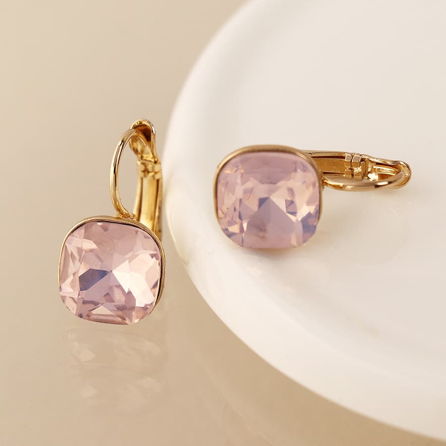 Pink Crystal Drop Earrings by POM 04585 POM
