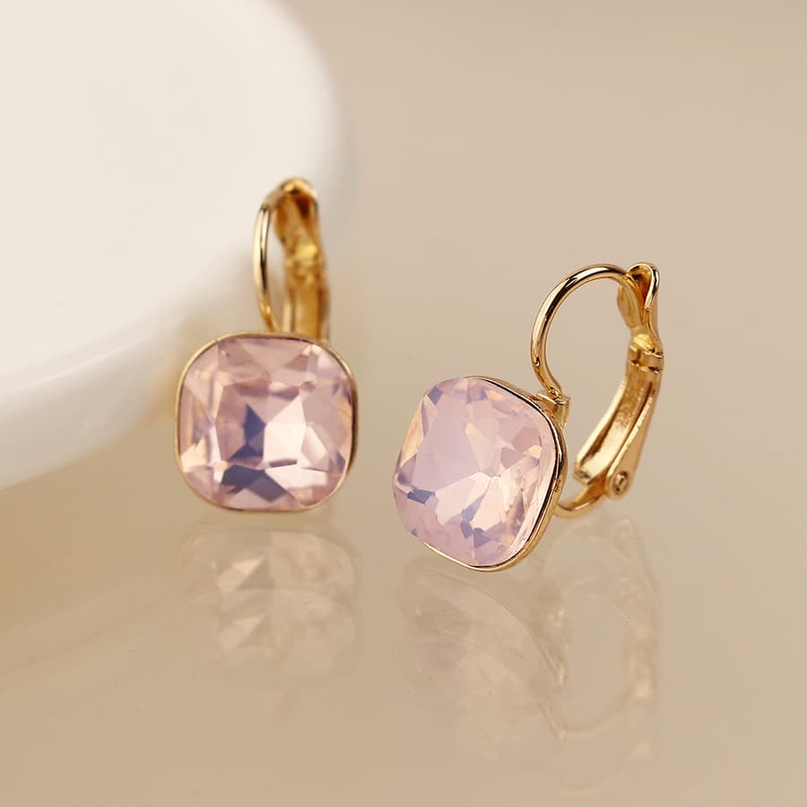 Pink Crystal Drop Earrings by POM 04585 POM
