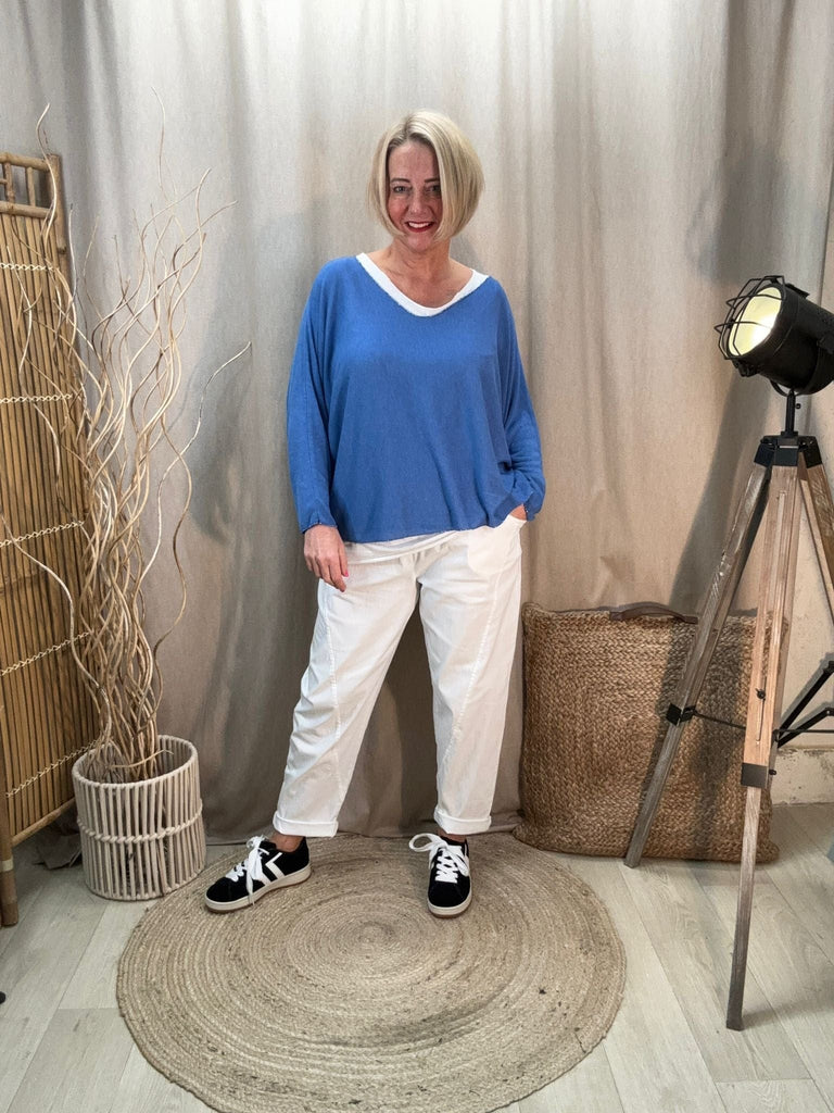 Plain Relaxed Magic Trousers Be You Lifestyle Boutique One size / White