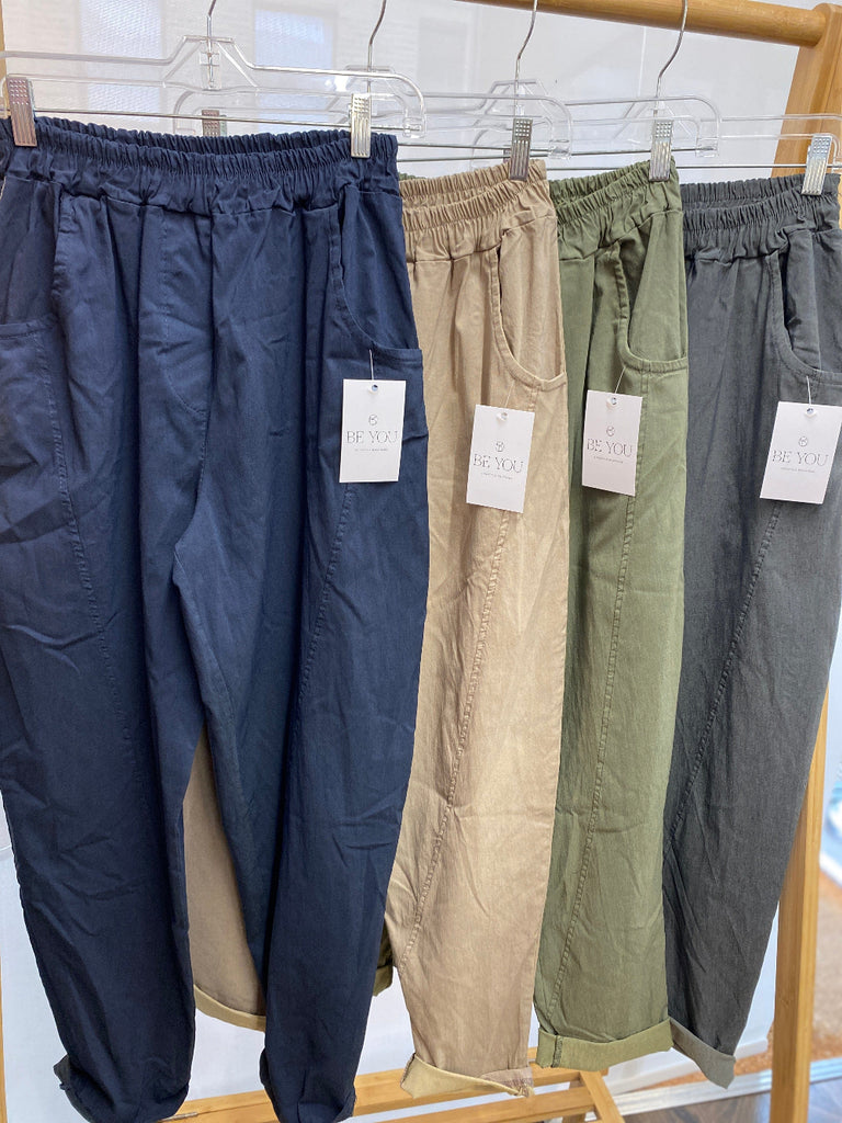 Plain Relaxed Magic Trousers Be You Lifestyle Boutique One size / Khaki
