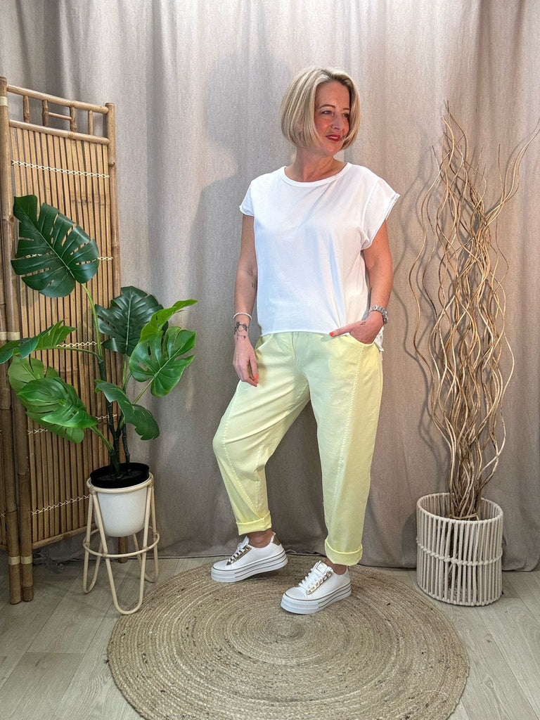 Plain Relaxed Magic Trousers Be You Lifestyle Boutique One size / Lemon