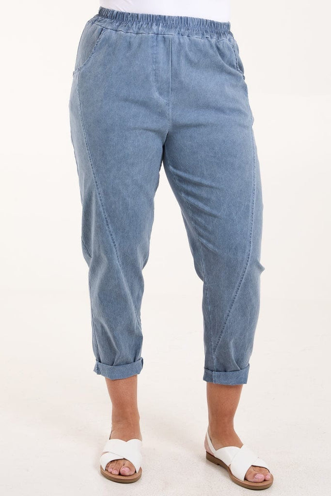 Plain Relaxed Magic Trousers Be You Lifestyle Boutique One size / Mid Denim