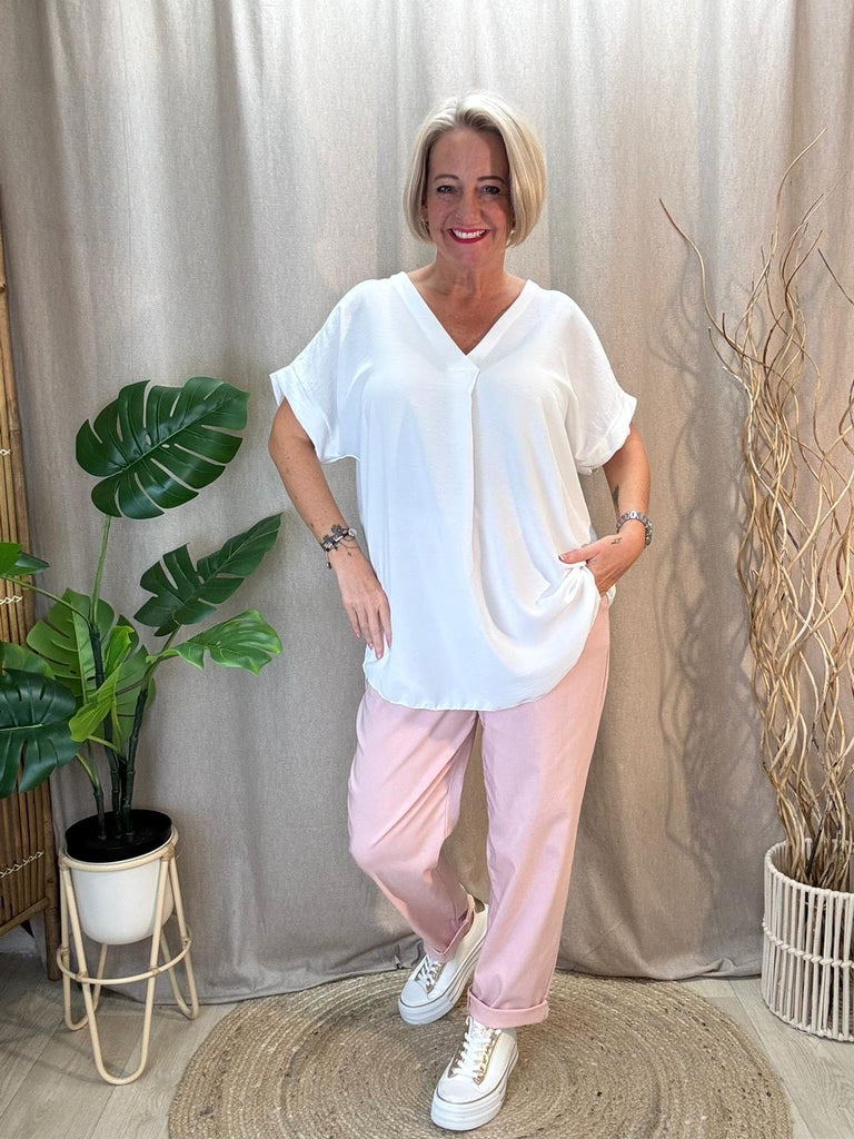 Plain & Simple V Neck Short Sleeved Top Be You Lifestyle Boutique