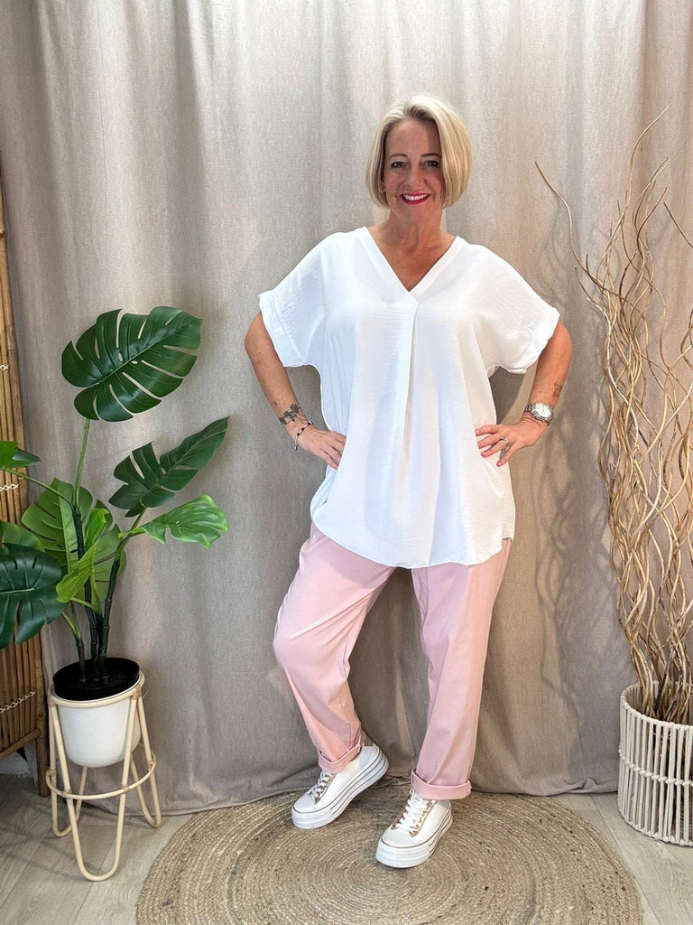 Plain & Simple V Neck Short Sleeved Top Be You Lifestyle Boutique