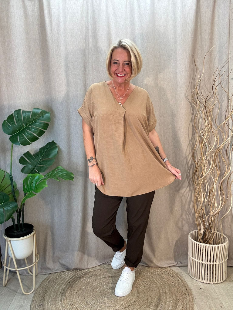 Plain & Simple V Neck Short Sleeved Top Be You Lifestyle Boutique