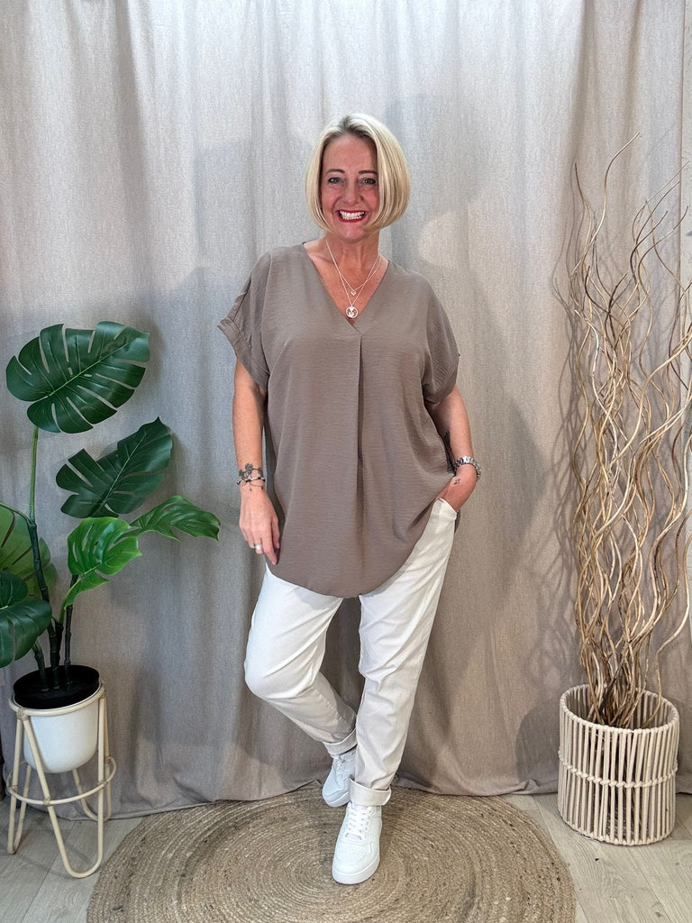 Plain & Simple V Neck Short Sleeved Top Be You Lifestyle Boutique