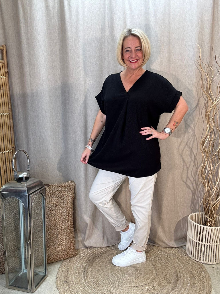 Plain & Simple V Neck Short Sleeved Top Be You Lifestyle Boutique