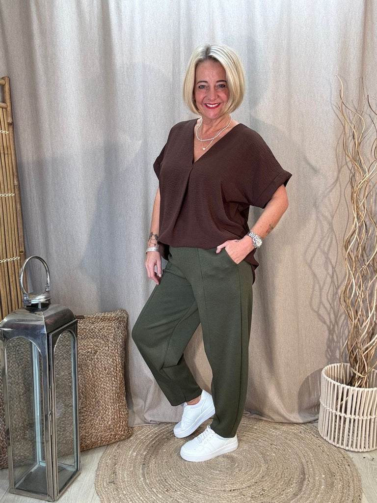 Plain & Simple V Neck Short Sleeved Top Be You Lifestyle Boutique