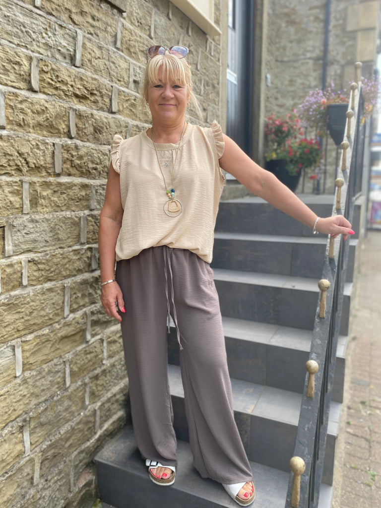 Plain Wide Leg Pocket Trousers Be You Lifestyle Boutique One Size / Mocha