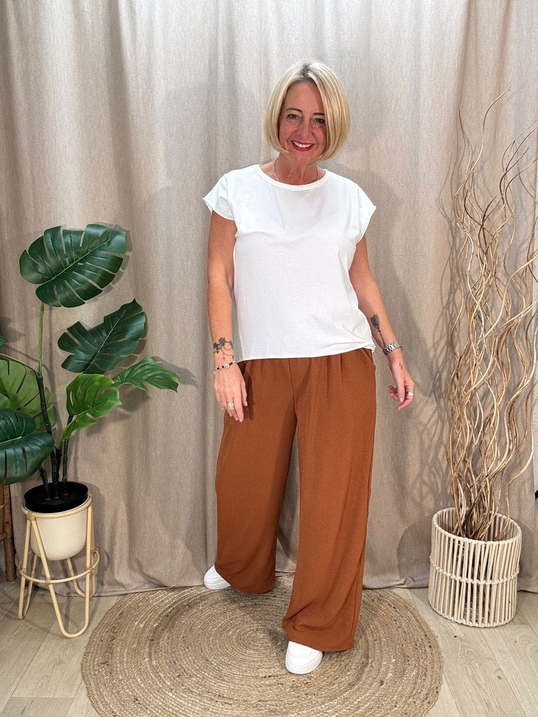 Plain Wide Leg Pocket Trousers - Palazzo Style Be You Lifestyle Boutique