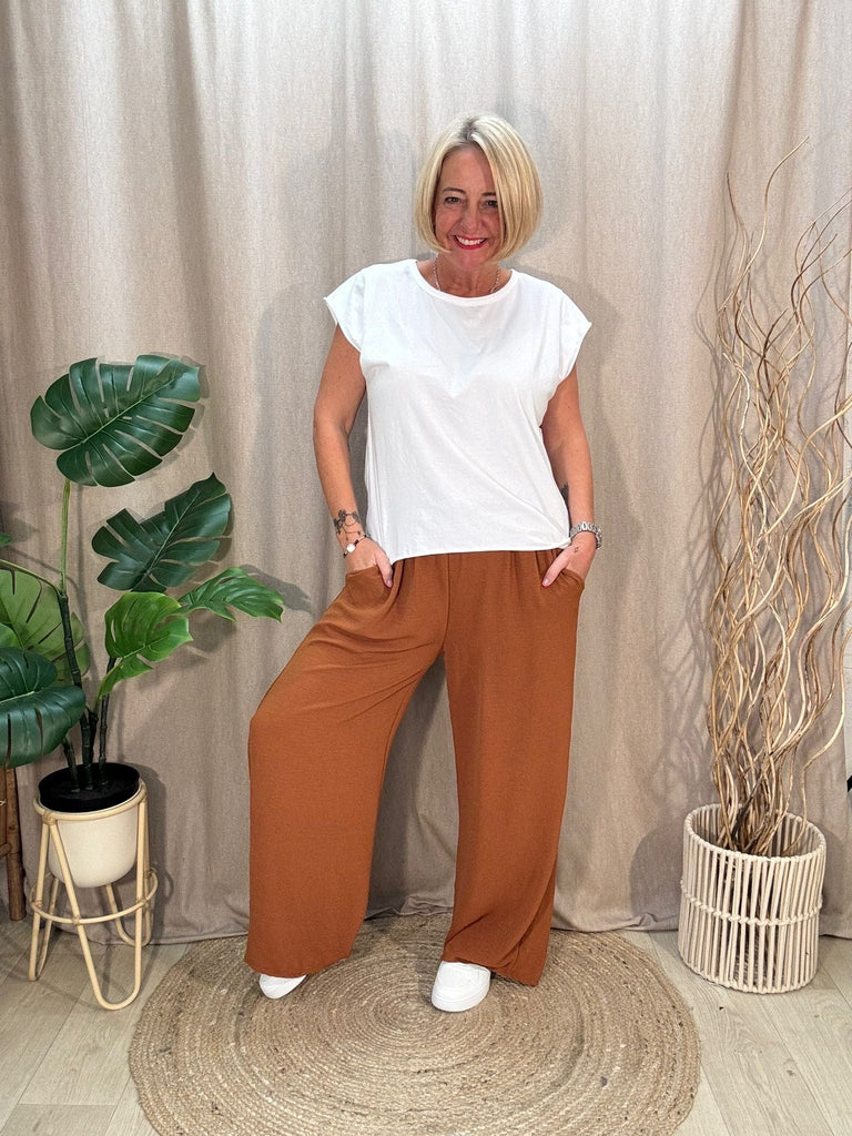 Plain Wide Leg Pocket Trousers - Palazzo Style Be You Lifestyle Boutique