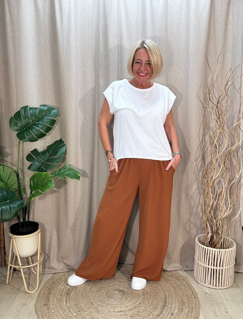 Plain Wide Leg Pocket Trousers - Palazzo Style Be You Lifestyle Boutique