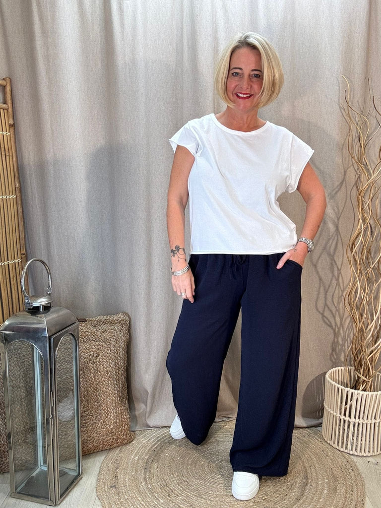 Plain Wide Leg Pocket Trousers - Palazzo Style Be You Lifestyle Boutique