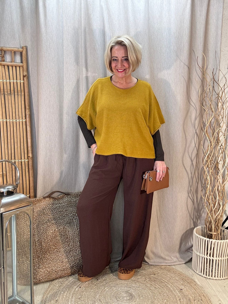 Plain Wide Leg Pocket Trousers - Palazzo Style Be You Lifestyle Boutique One Size / Chocolate