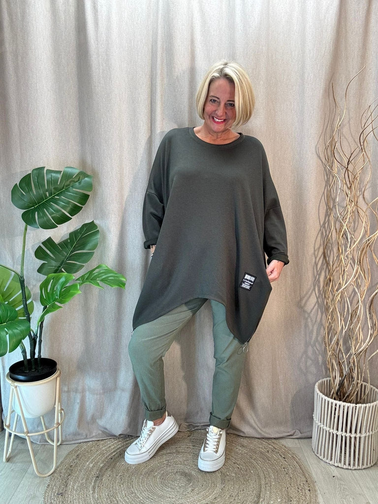 Plain Zippy Oversized Sweatshirt Jumper Be You Lifestyle Boutique