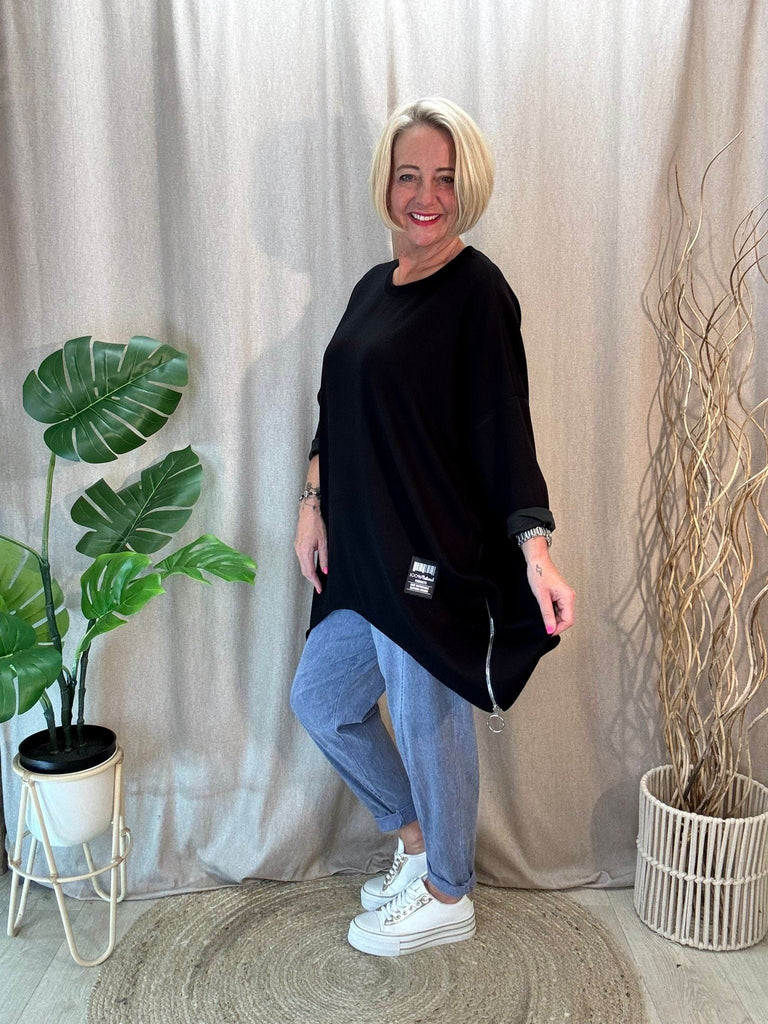 Plain Zippy Oversized Sweatshirt Jumper Be You Lifestyle Boutique