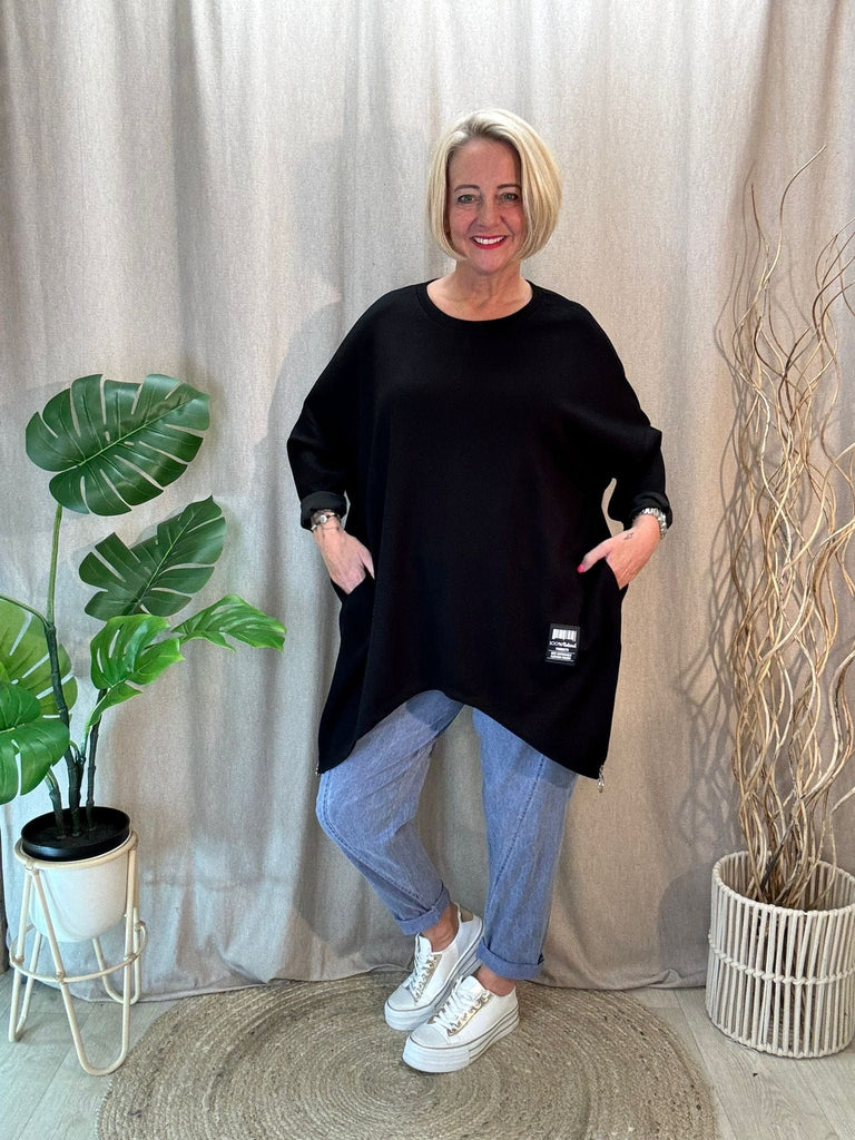 Plain Zippy Oversized Sweatshirt Jumper Be You Lifestyle Boutique One Size / Black