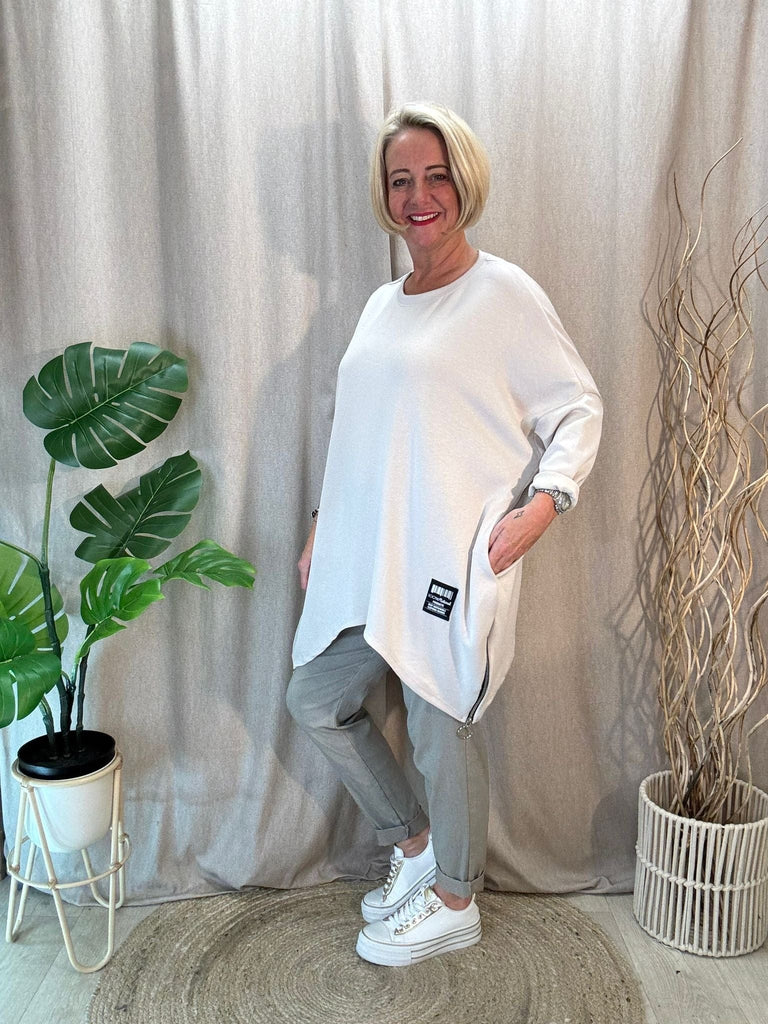 Plain Zippy Oversized Sweatshirt Jumper Be You Lifestyle Boutique