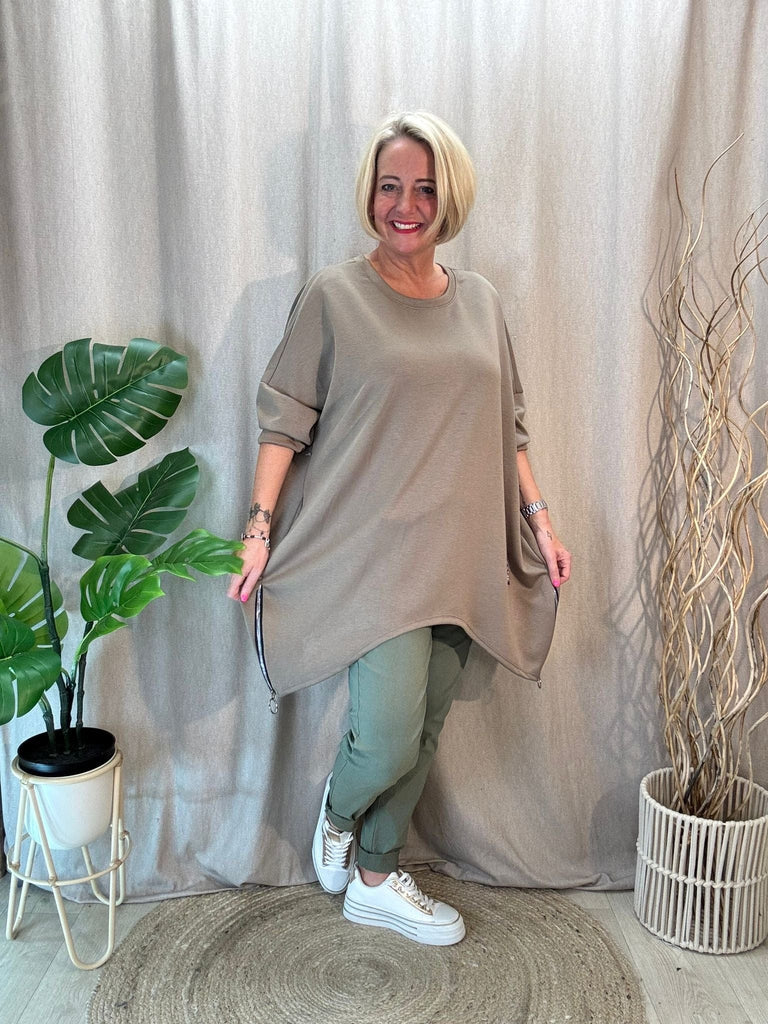 Plain Zippy Oversized Sweatshirt Jumper Be You Lifestyle Boutique