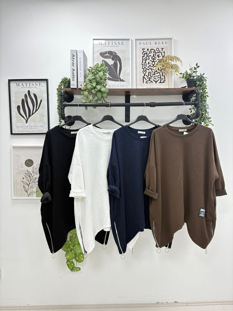 Plain Zippy Oversized Sweatshirt Jumper Be You Lifestyle Boutique