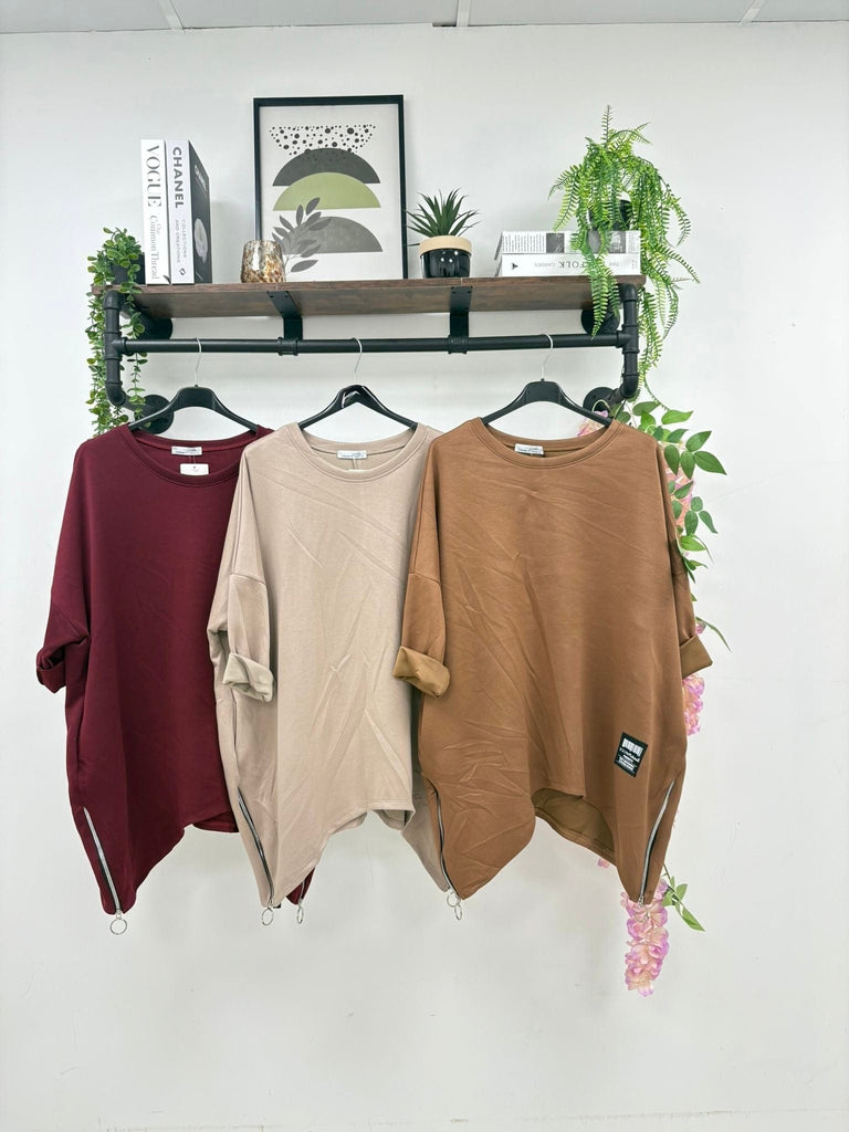 Plain Zippy Oversized Sweatshirt Jumper Be You Lifestyle Boutique