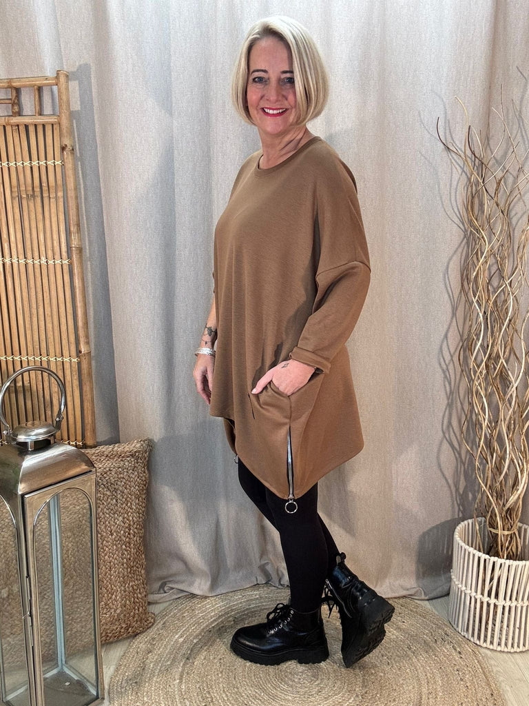 Plain Zippy Oversized Top Be You Lifestyle Boutique