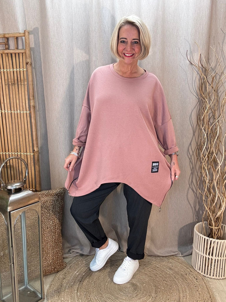 Plain Zippy Oversized Top Be You Lifestyle Boutique