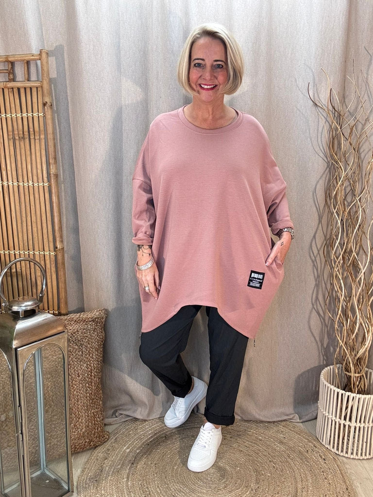 Plain Zippy Oversized Top Be You Lifestyle Boutique One Size / Blush