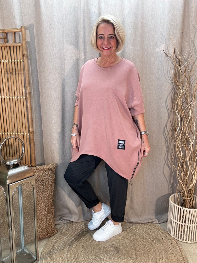 Plain Zippy Oversized Top Be You Lifestyle Boutique