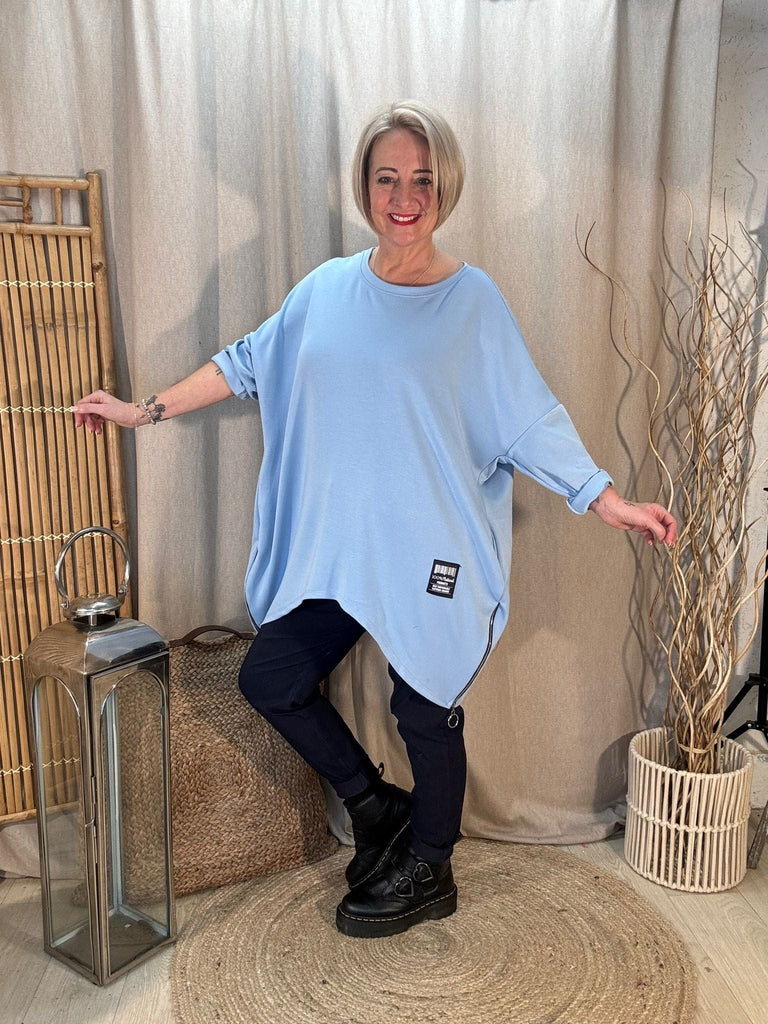 Plain Zippy Oversized Top Be You Lifestyle Boutique