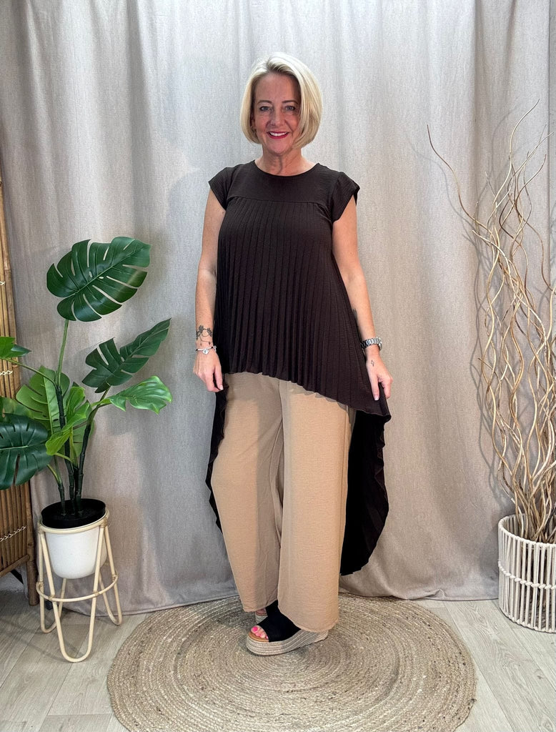 Pleated Cap Sleeve High Low Tunic Top Be You Lifestyle Boutique