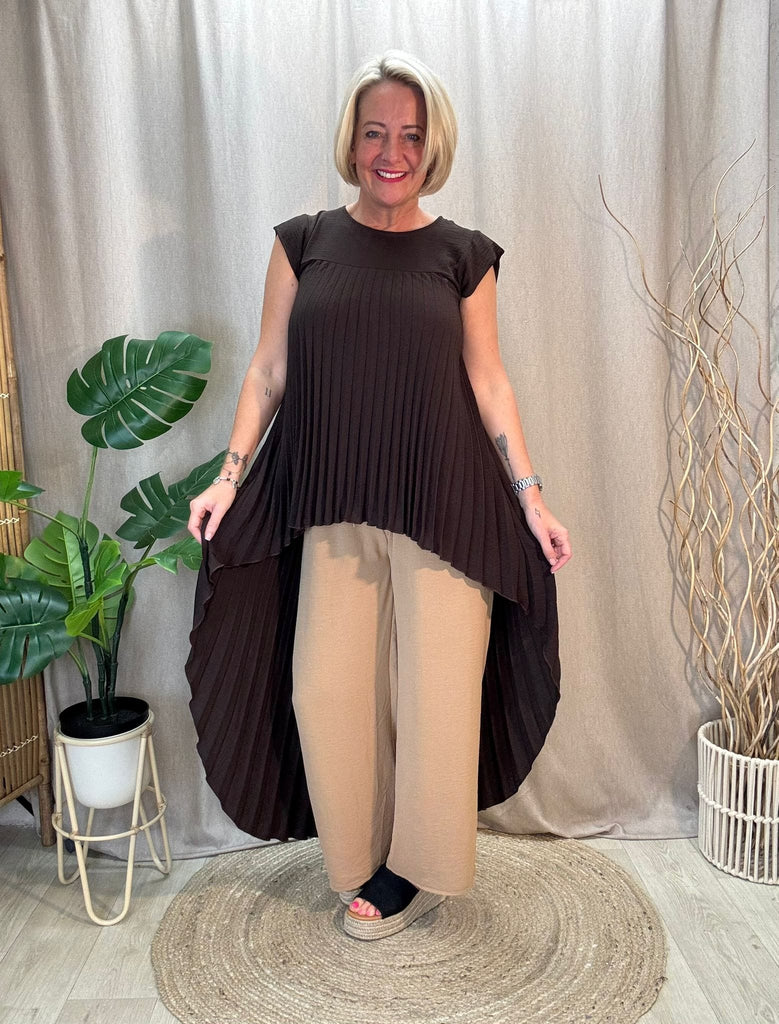 Pleated Cap Sleeve High Low Tunic Top Be You Lifestyle Boutique