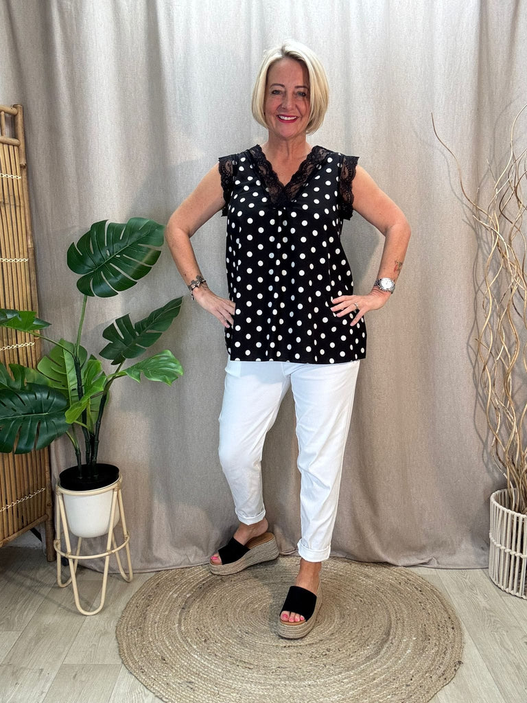 Polka Dot Cami Sleeveless Top Be You Lifestyle Boutique One Size