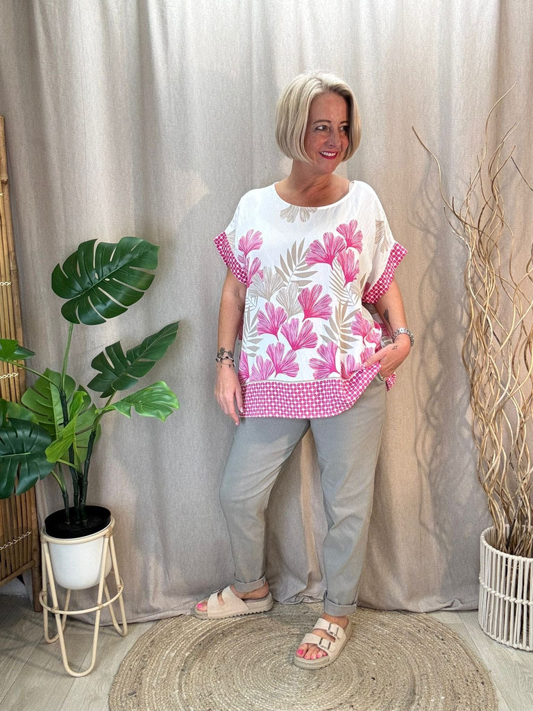 Pretty Fern Floral Print Top Be You Lifestyle Boutique One Size / Pink