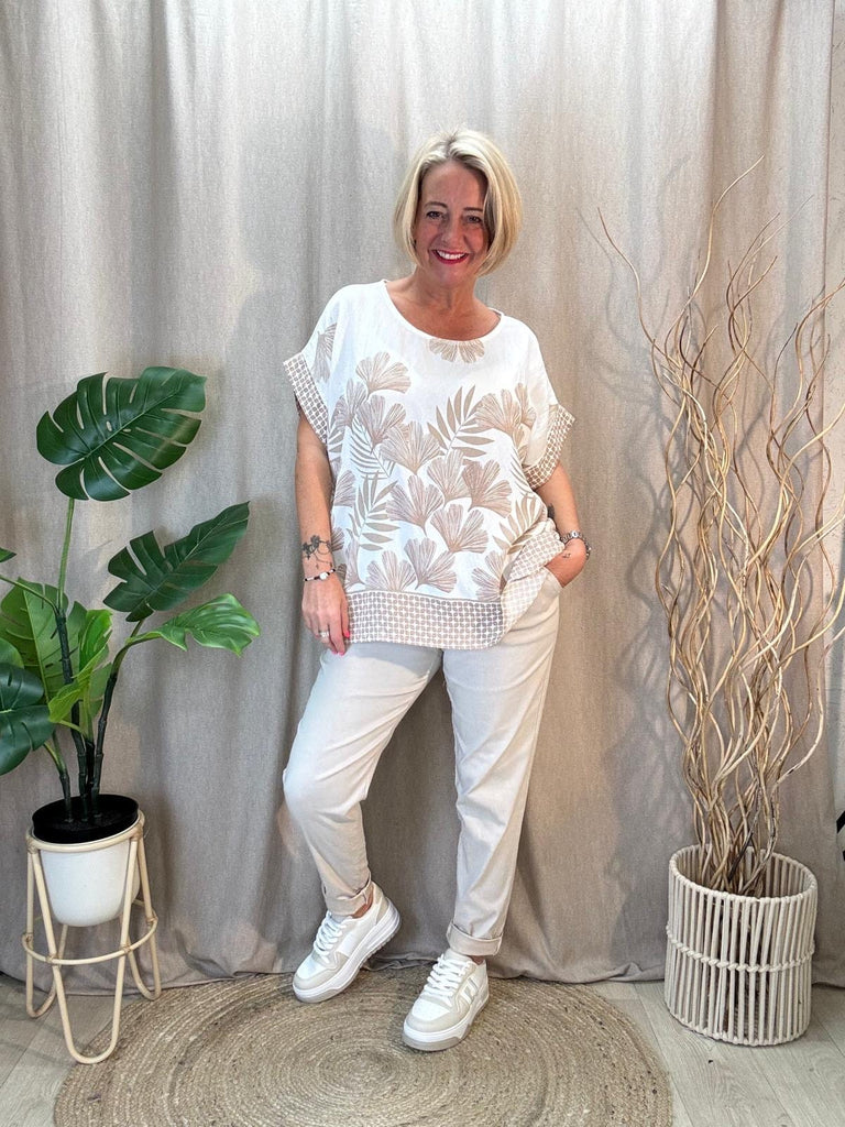 Pretty Fern Floral Print Top Be You Lifestyle Boutique One Size / Nude