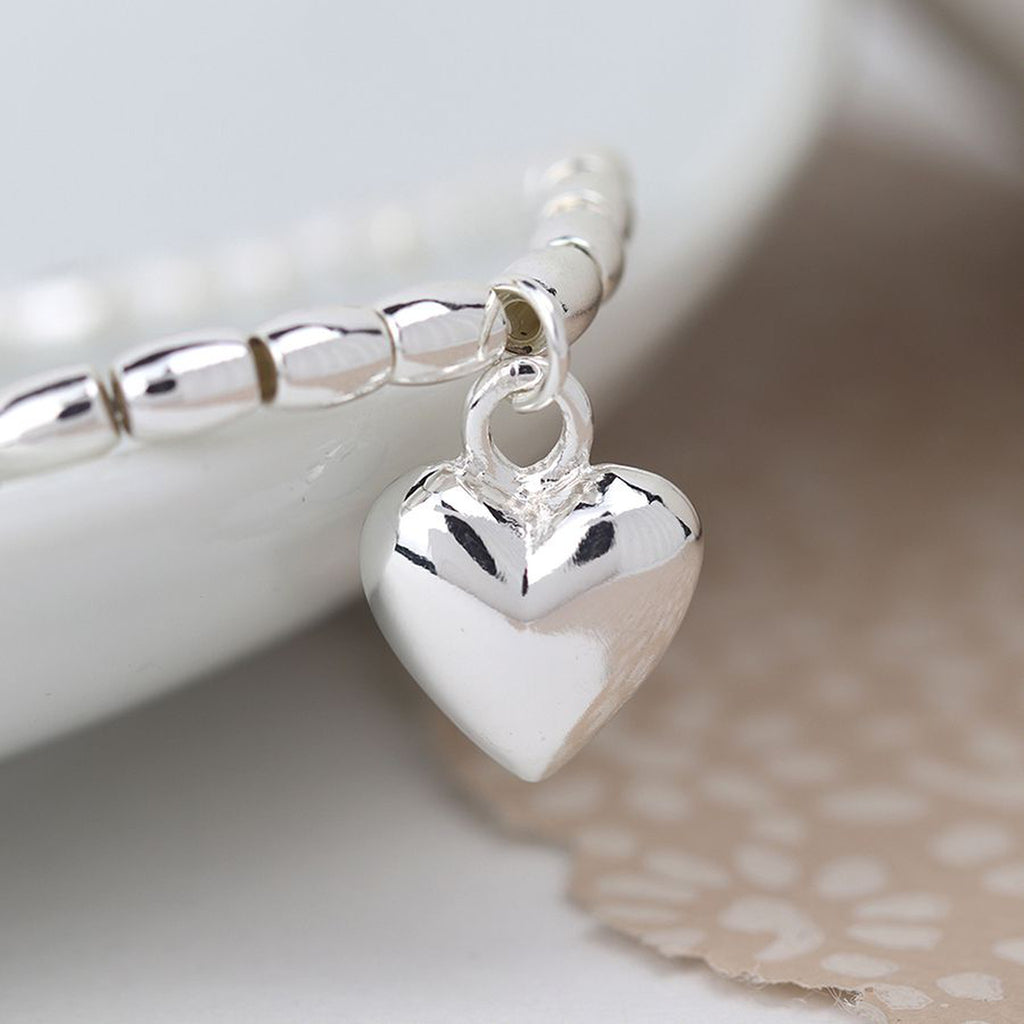 Puff Heart With Heart Charm Bracelet By POM