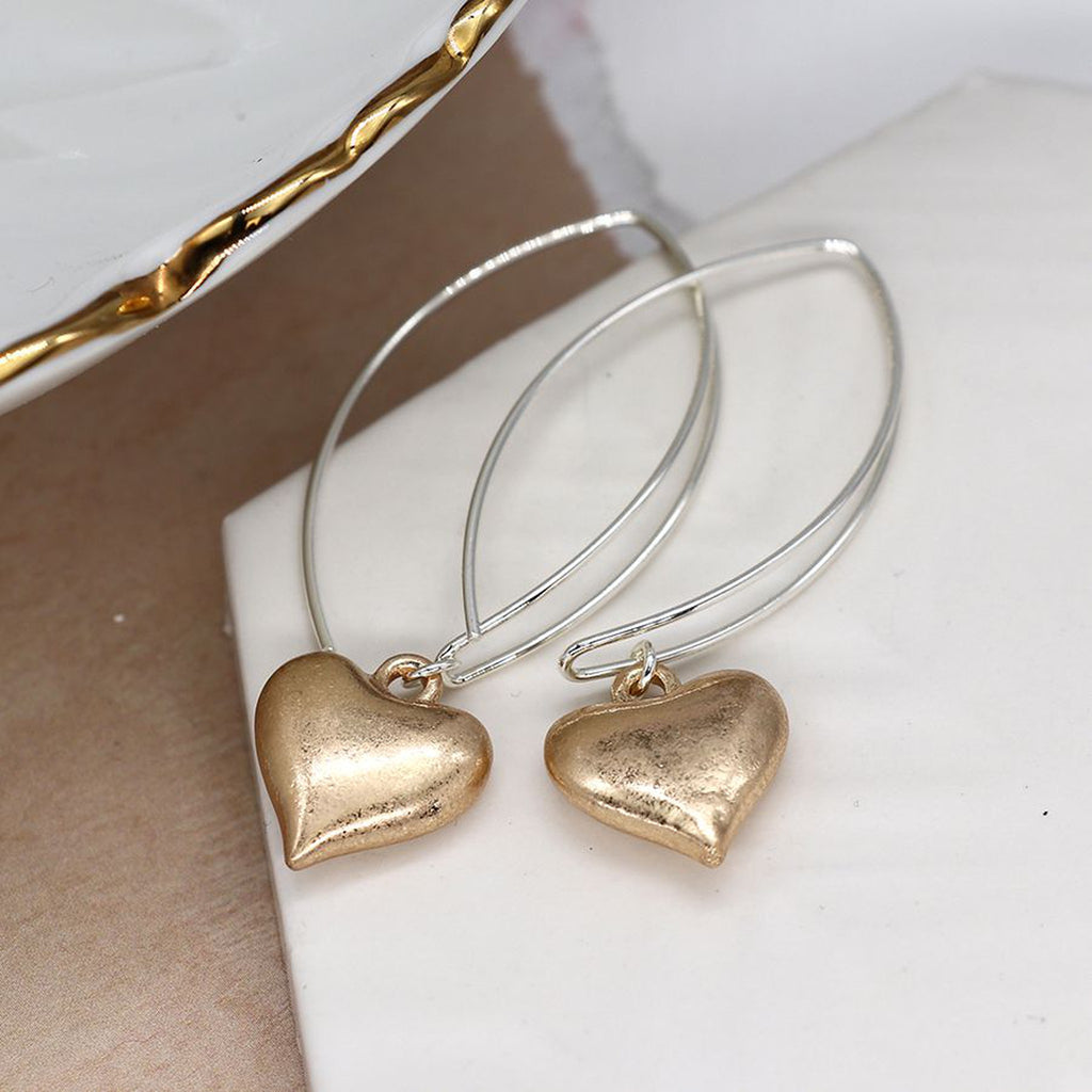 Women’s Gold Puff Heart Hoop Earrings By POM Gift