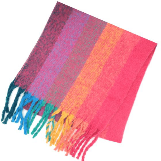Rainbow Stripes Cosy Blanket Tassel Winter Scarf Gift Be You Lifestyle Boutique