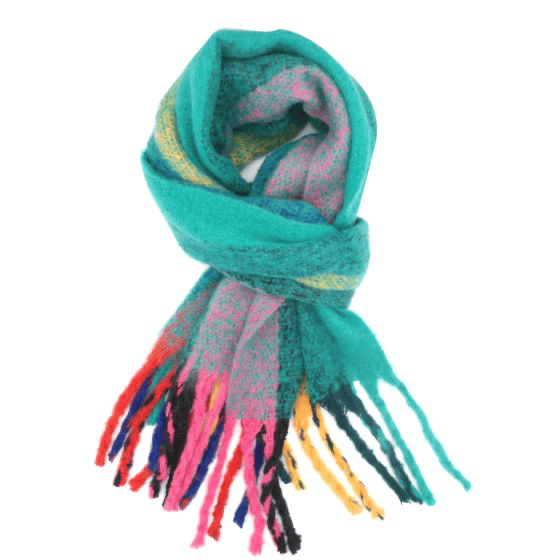 Rainbow Stripes Cosy Blanket Tassel Winter Scarf Gift Be You Lifestyle Boutique Teal