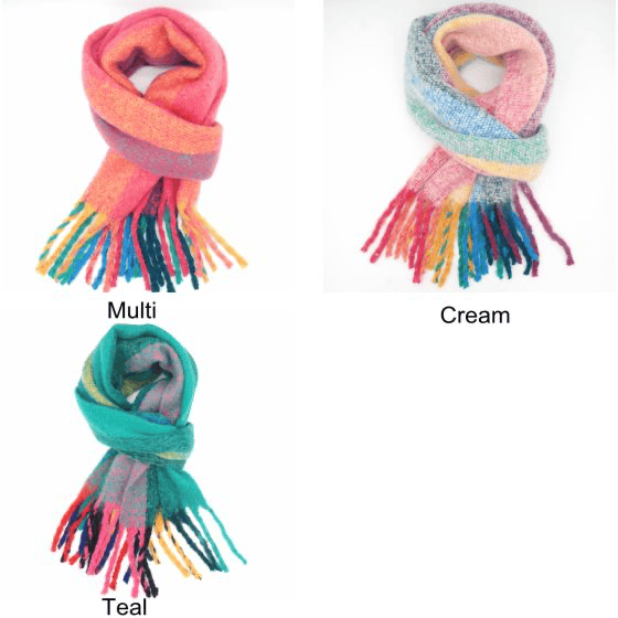 Rainbow Stripes Cosy Blanket Tassel Winter Scarf Gift Be You Lifestyle Boutique