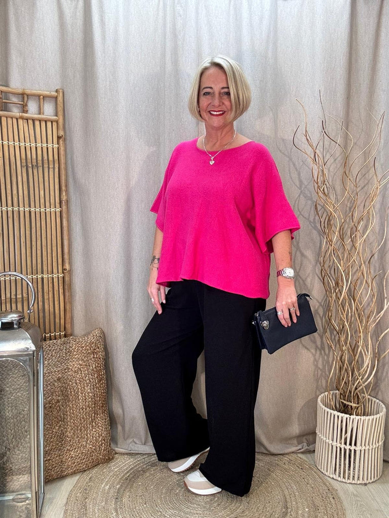 Reverse Seam Box Knit - Made In Italy Be You Lifestyle Boutique One size / Hot Pink