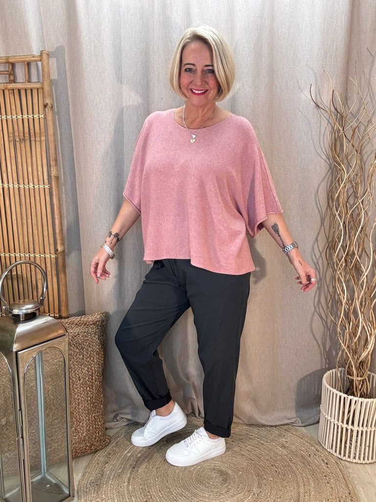 Reverse Seam Box Knit - Made In Italy Be You Lifestyle Boutique One size / Blush