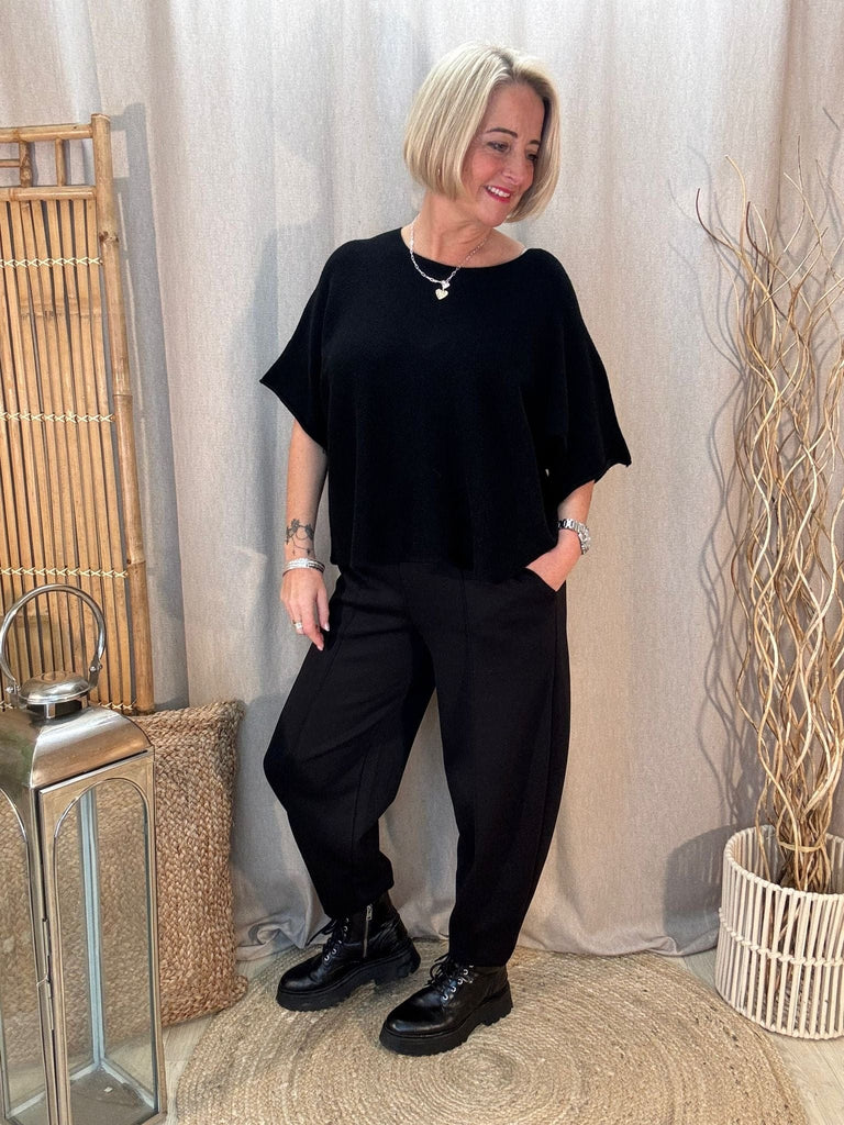 Reverse Seam Box Knit - Made In Italy Be You Lifestyle Boutique One size / Black