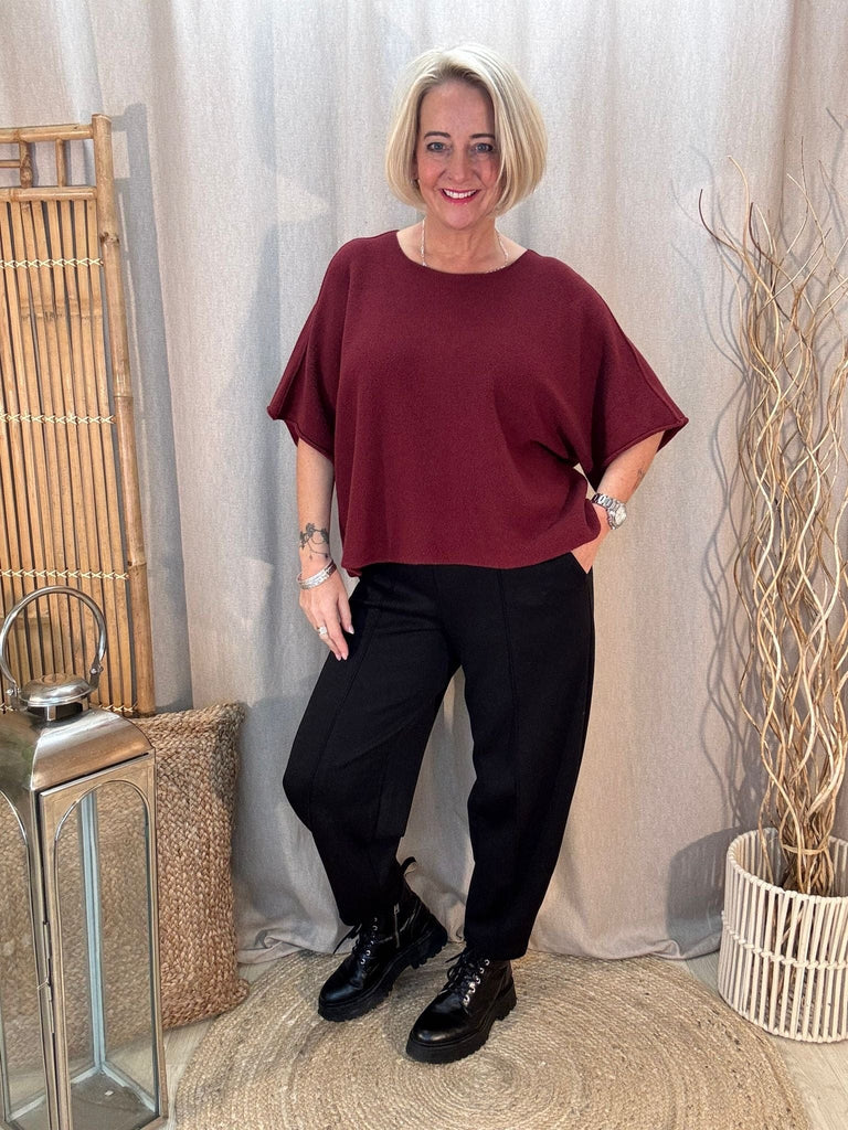 Reverse Seam Box Knit - Made In Italy Be You Lifestyle Boutique One size / Burgundy